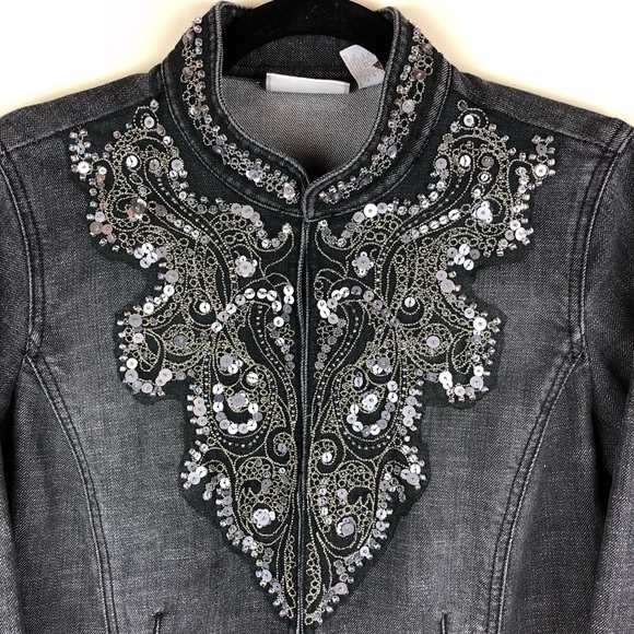 black embellished denim jacket